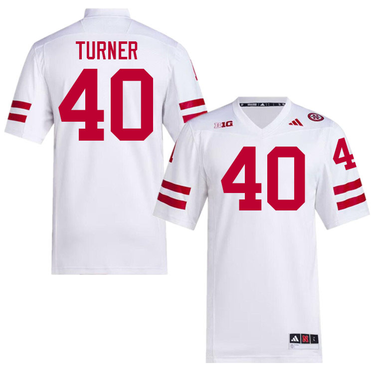 Men #40 Brice Turner Nebraska Cornhuskers College Football Jerseys Stitched Sale-White